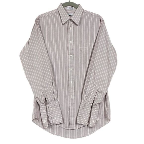 Vintage Christian Dior Striped Button Up Cotton Dress Shirt Size 15 - 33 - Picture 1 of 7